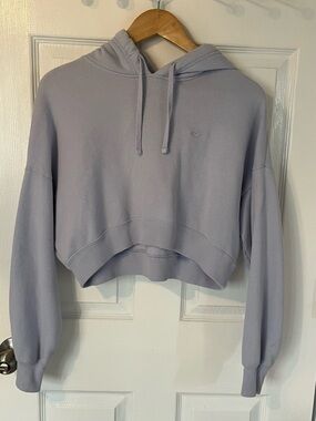 Hollister Cropped Hoodie Light Blue XS Oversized Fit